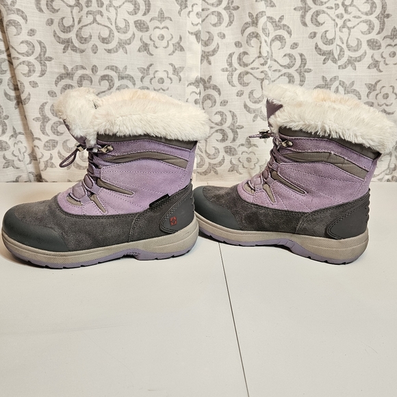 Girls K-Swiss purple gray winter Boots Fur trimmed 3M Thinsulate Child size 2 - Picture 3 of 9